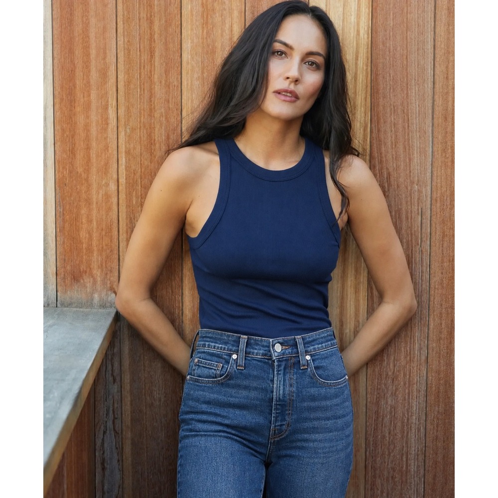 Outerknown Sojourn Ribbed Tank Top Navy Medium NWT